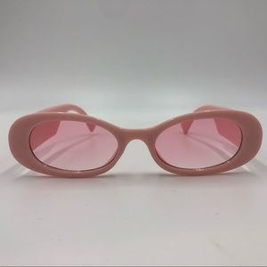 Futuristic Unisex Rounded Rectangular Pink Sunglasses